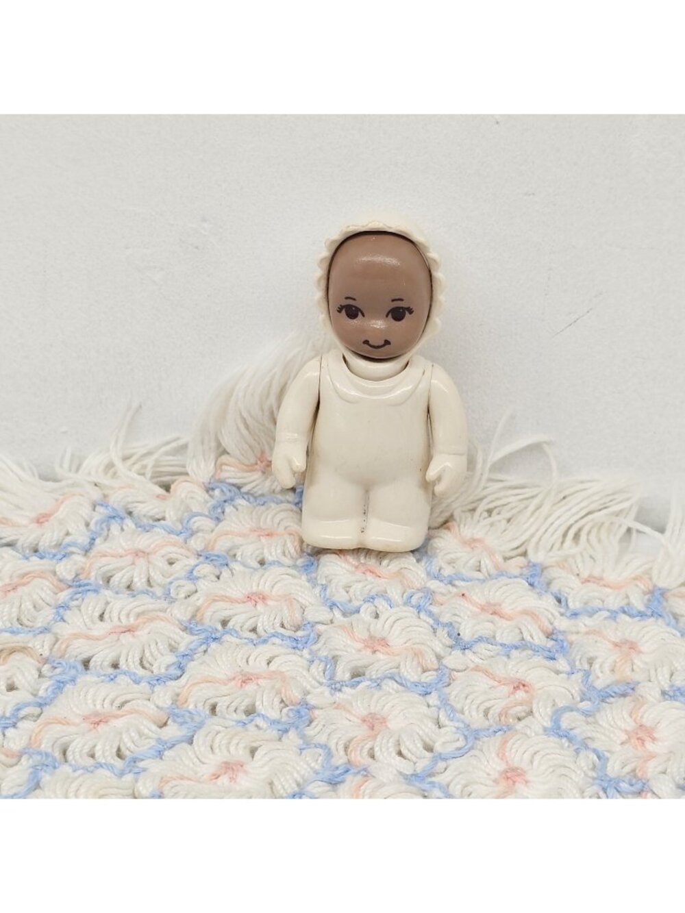 Rare -Little Tikes African American Baby Figure With White Outfit Gender Neutral